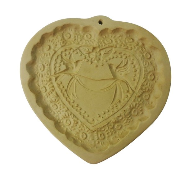 Brown Bag Cookie Art Other - Wall Plaque Cookie Mold Brown Bag Cookie Art Co 1985 Heart and Doves Stoneware